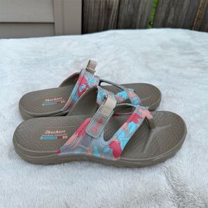 Skechers Women's Foamies Reggae Thong Sandals Floral Multicolor Casual Size 11